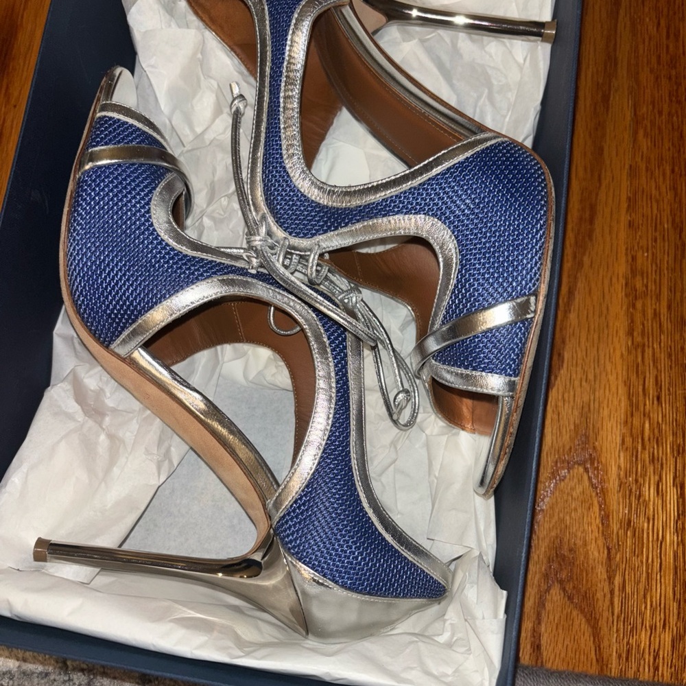 Malone Souliers Sami cutout blue and Silver Heels